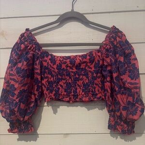 Lu Bella Vibrant Pink and Blue Crop Top with Chic Design